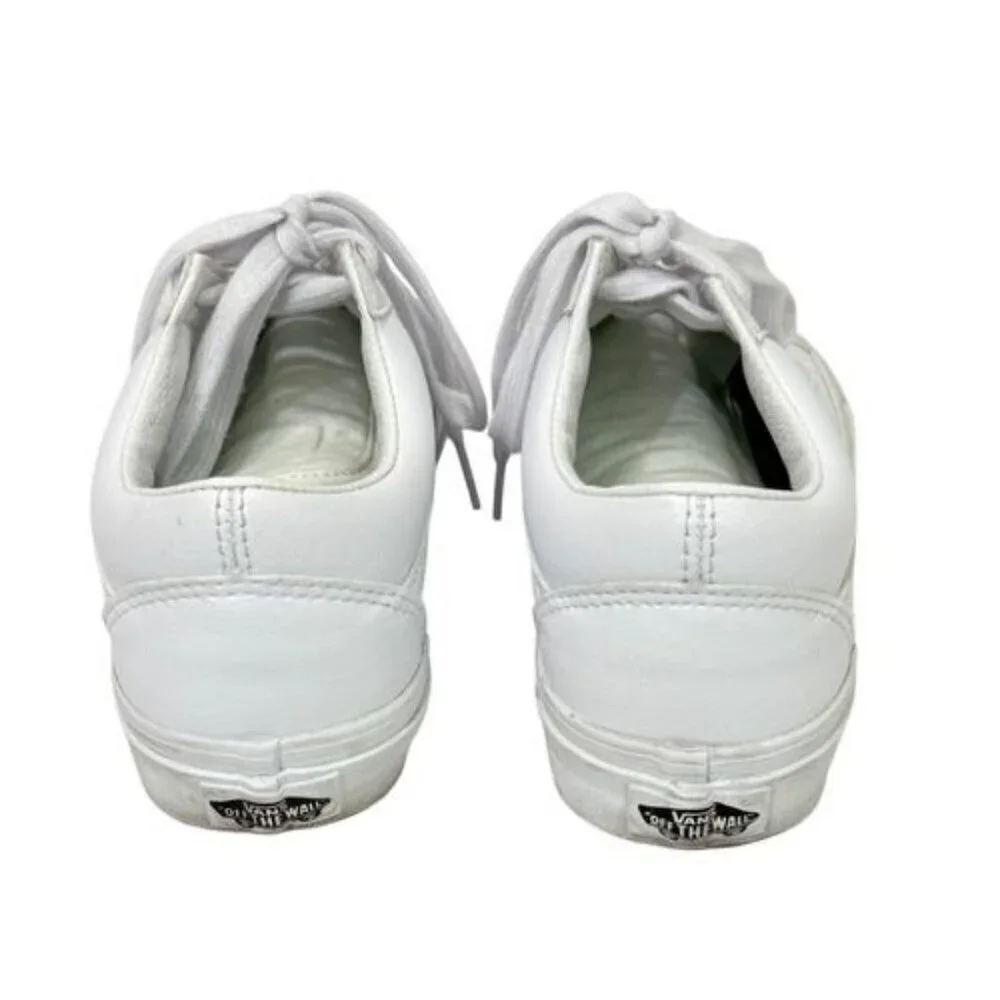 Vans Women's Old Skool Skateboard Shoe Sneaker All White Leather Low Size 6.5